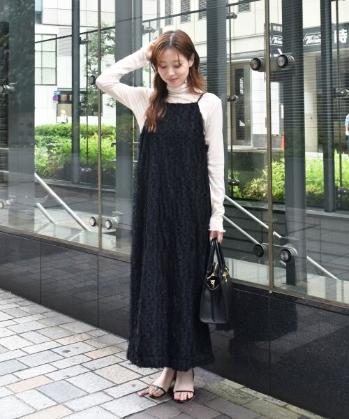 le.coeur blanc / ルクールブラン ロング・マキシ丈ワンピース | TORRAZZO DONNAベロアドットチュールキャミワンピ | 詳細3
