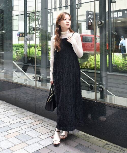 le.coeur blanc / ルクールブラン ロング・マキシ丈ワンピース | TORRAZZO DONNAベロアドットチュールキャミワンピ | 詳細4