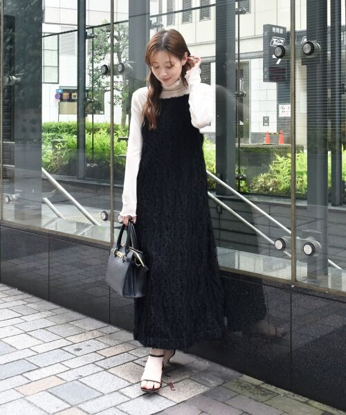 le.coeur blanc / ルクールブラン ロング・マキシ丈ワンピース | TORRAZZO DONNAベロアドットチュールキャミワンピ | 詳細5