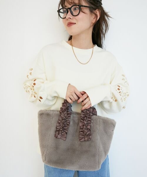 le.coeur blanc / ルクールブラン トートバッグ | フェイクファーハンドルフリルトート | 詳細2
