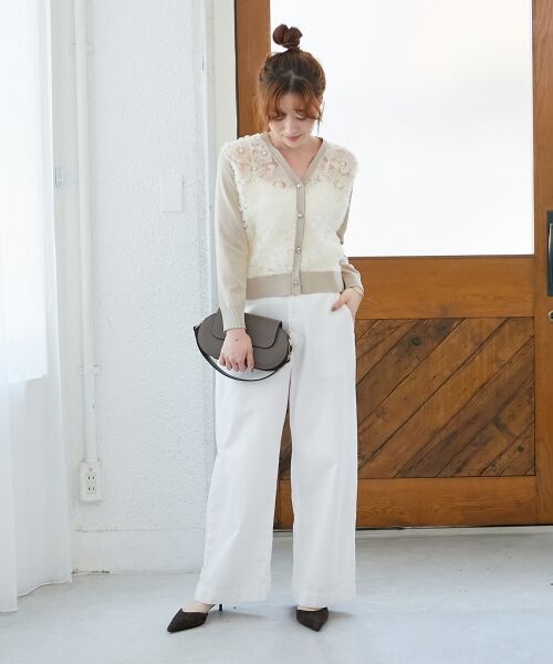 le.coeur blanc / ルクールブラン カーディガン・ボレロ | 《手洗い可能》チュール刺繍Vネックカーディガン | 詳細17