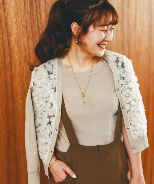 le.coeur blanc / ルクールブラン カーディガン・ボレロ | 《手洗い可能》チュール刺繍Vネックカーディガン | 詳細22