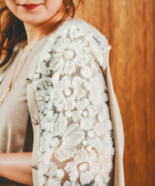 le.coeur blanc / ルクールブラン カーディガン・ボレロ | 《手洗い可能》チュール刺繍Vネックカーディガン | 詳細23