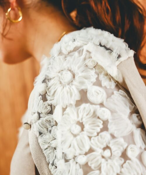 le.coeur blanc / ルクールブラン カーディガン・ボレロ | 《手洗い可能》チュール刺繍Vネックカーディガン | 詳細24