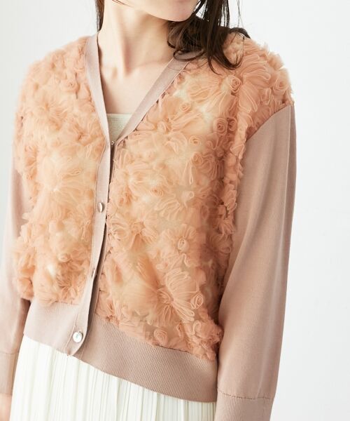 le.coeur blanc / ルクールブラン カーディガン・ボレロ | 《手洗い可能》チュール刺繍Vネックカーディガン | 詳細30