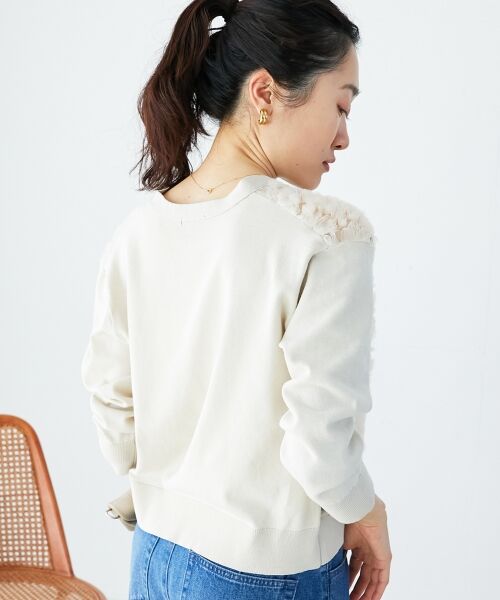 le.coeur blanc / ルクールブラン カーディガン・ボレロ | 《手洗い可能》チュール刺繍Vネックカーディガン | 詳細4