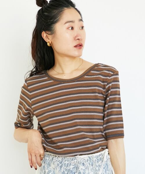 le.coeur blanc / ルクールブラン Tシャツ | マルチボーダーリブTシャツ | 詳細2