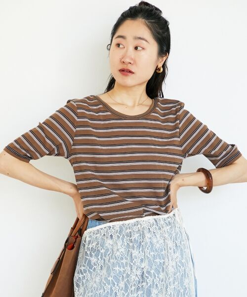 le.coeur blanc / ルクールブラン Tシャツ | マルチボーダーリブTシャツ | 詳細5