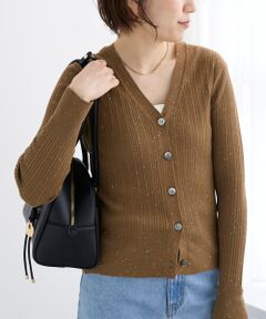 le.coeur blanc / ルクールブラン カーディガン・ボレロ | 《手洗い可能》スパンコールリブVネックカーディガン