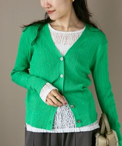 le.coeur blanc / ルクールブラン カーディガン・ボレロ | 《手洗い可能》スパンコールリブVネックカーディガン