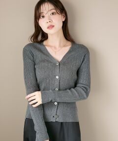 le.coeur blanc / ルクールブラン カーディガン・ボレロ | 《手洗い可能》スパンコールリブVネックカーディガン