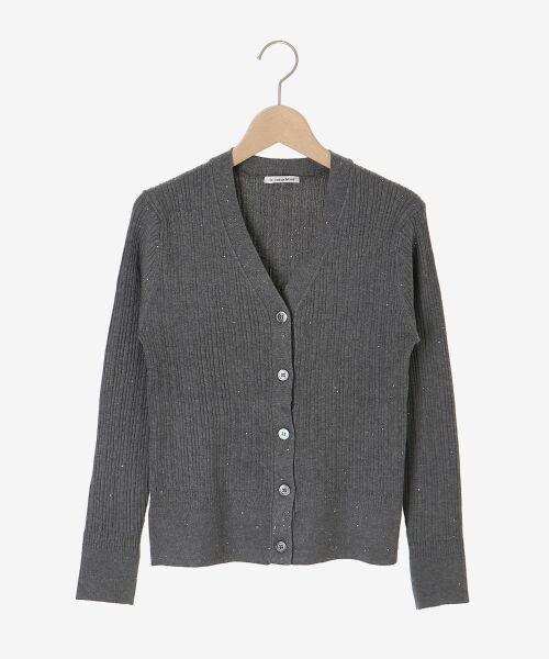 le.coeur blanc / ルクールブラン カーディガン・ボレロ | 《手洗い可能》スパンコールリブVネックカーディガン | 詳細1