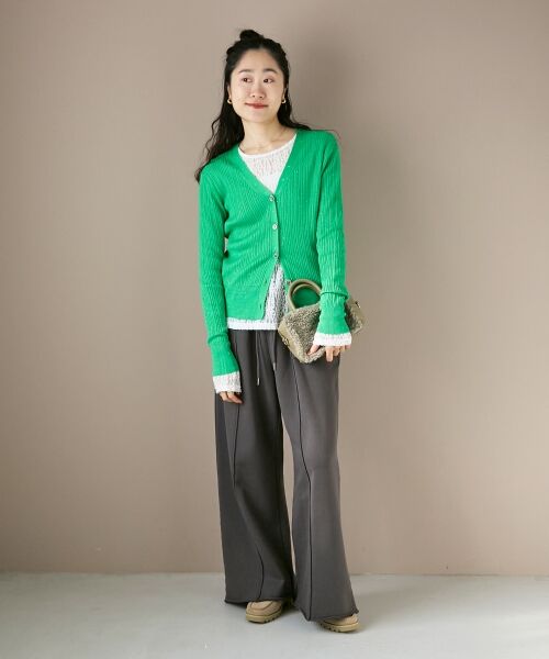 le.coeur blanc / ルクールブラン カーディガン・ボレロ | 《手洗い可能》スパンコールリブVネックカーディガン | 詳細19