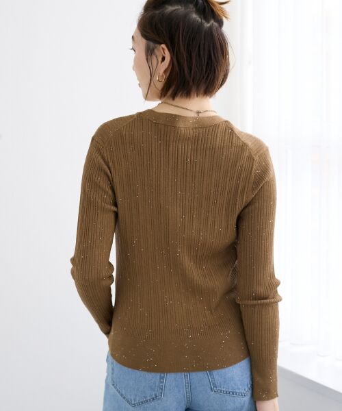 le.coeur blanc / ルクールブラン カーディガン・ボレロ | 《手洗い可能》スパンコールリブVネックカーディガン | 詳細29