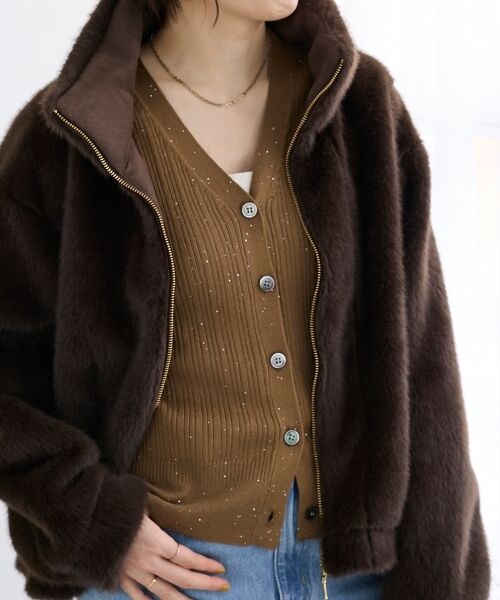 le.coeur blanc / ルクールブラン カーディガン・ボレロ | 《手洗い可能》スパンコールリブVネックカーディガン | 詳細30