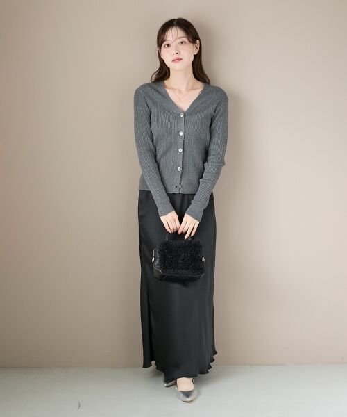 le.coeur blanc / ルクールブラン カーディガン・ボレロ | 《手洗い可能》スパンコールリブVネックカーディガン | 詳細7