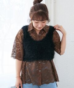 le.coeur blanc / ルクールブラン ベスト | シャギーUネックベスト