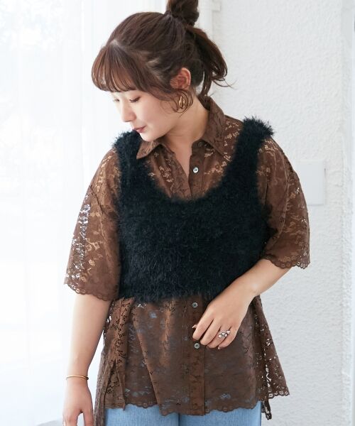 le.coeur blanc / ルクールブラン ベスト | シャギーUネックベスト | 詳細12