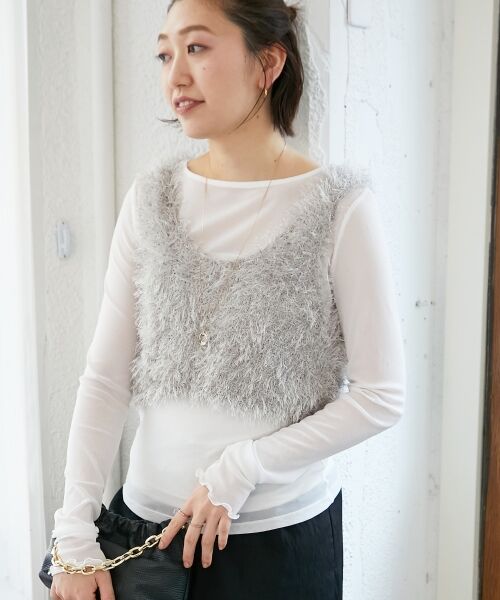 le.coeur blanc / ルクールブラン ベスト | シャギーUネックベスト | 詳細3