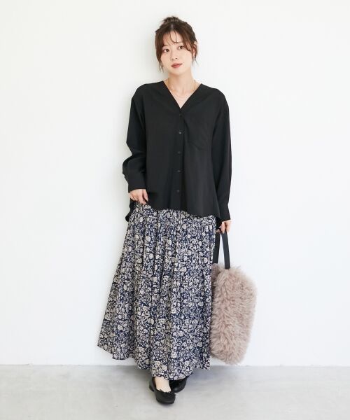 le.coeur blanc / ルクールブラン シャツ・ブラウス | 《手洗い可能》エアータンブラーノーカラーブラウス | 詳細13