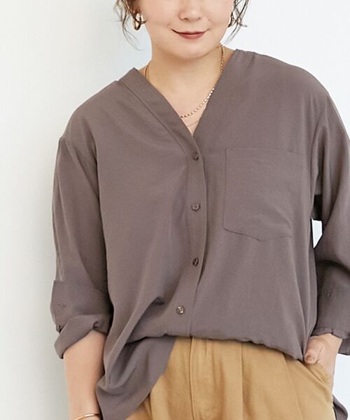 le.coeur blanc / ルクールブラン シャツ・ブラウス | 《手洗い可能》エアータンブラーノーカラーブラウス | 詳細16