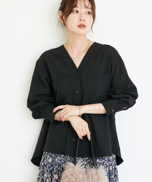 le.coeur blanc / ルクールブラン シャツ・ブラウス | 《手洗い可能》エアータンブラーノーカラーブラウス | 詳細2