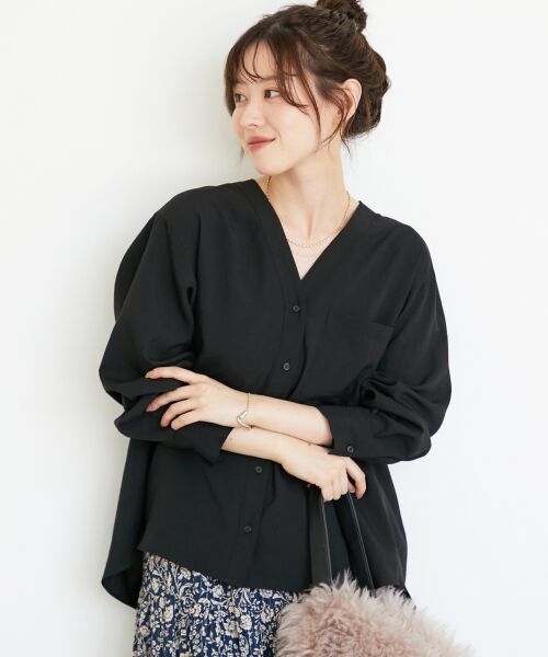 le.coeur blanc / ルクールブラン シャツ・ブラウス | 《手洗い可能》エアータンブラーノーカラーブラウス | 詳細3