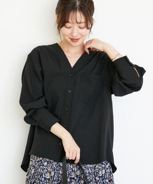 le.coeur blanc / ルクールブラン シャツ・ブラウス | 《手洗い可能》エアータンブラーノーカラーブラウス | 詳細4