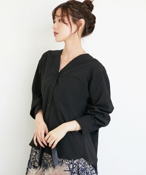 le.coeur blanc / ルクールブラン シャツ・ブラウス | 《手洗い可能》エアータンブラーノーカラーブラウス | 詳細5