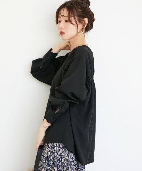 le.coeur blanc / ルクールブラン シャツ・ブラウス | 《手洗い可能》エアータンブラーノーカラーブラウス | 詳細6