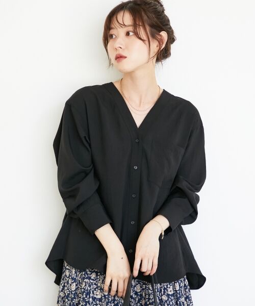 le.coeur blanc / ルクールブラン シャツ・ブラウス | 《手洗い可能》エアータンブラーノーカラーブラウス | 詳細8