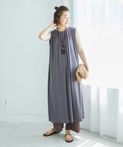 le.coeur blanc / ルクールブラン ロング・マキシ丈ワンピース | スムースポンチノースリーブワンピース