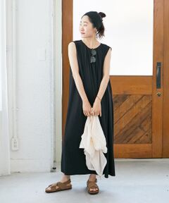 le.coeur blanc / ルクールブラン ロング・マキシ丈ワンピース | スムースポンチノースリーブワンピース