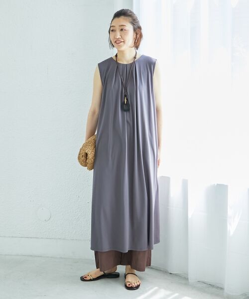 le.coeur blanc / ルクールブラン ロング・マキシ丈ワンピース | スムースポンチノースリーブワンピース | 詳細2