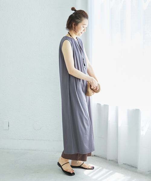 le.coeur blanc / ルクールブラン ロング・マキシ丈ワンピース | スムースポンチノースリーブワンピース | 詳細4