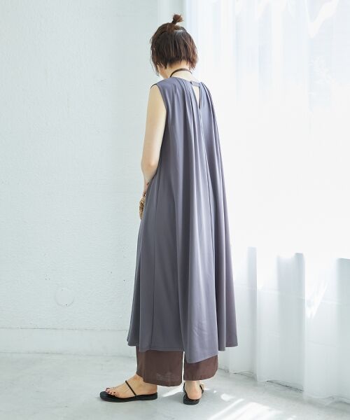 le.coeur blanc / ルクールブラン ロング・マキシ丈ワンピース | スムースポンチノースリーブワンピース | 詳細6