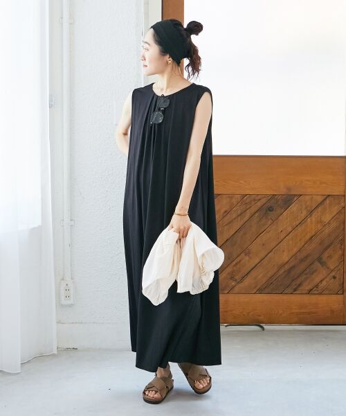 le.coeur blanc / ルクールブラン ロング・マキシ丈ワンピース | スムースポンチノースリーブワンピース | 詳細9