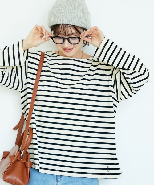 le.coeur blanc / ルクールブラン Tシャツ | 《手洗い可能》バスクボーダーロンT | 詳細14