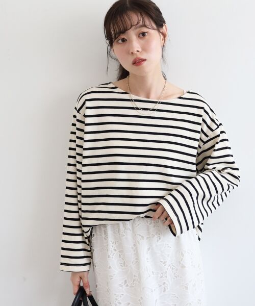 le.coeur blanc / ルクールブラン Tシャツ | 《手洗い可能》バスクボーダーロンT | 詳細8