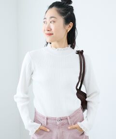 le.coeur blanc / ルクールブラン ニット・セーター | 《手洗い可能》シアーフリルリブニット