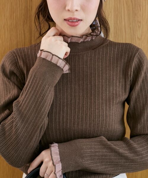 le.coeur blanc / ルクールブラン ニット・セーター | 《手洗い可能》シアーフリルリブニット | 詳細11