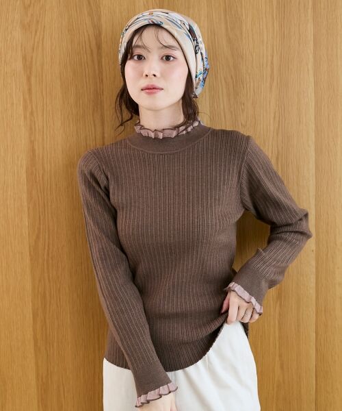 le.coeur blanc / ルクールブラン ニット・セーター | 《手洗い可能》シアーフリルリブニット | 詳細2