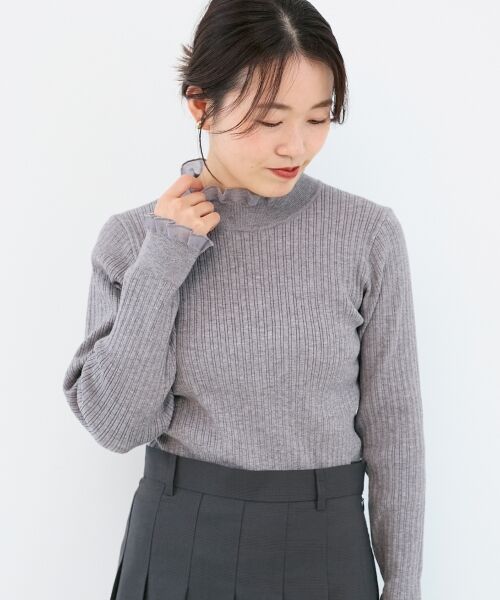 le.coeur blanc / ルクールブラン ニット・セーター | 《手洗い可能》シアーフリルリブニット | 詳細20