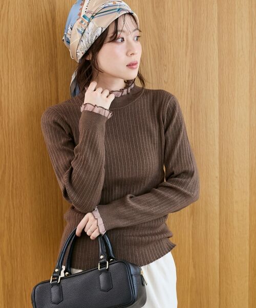 le.coeur blanc / ルクールブラン ニット・セーター | 《手洗い可能》シアーフリルリブニット | 詳細3