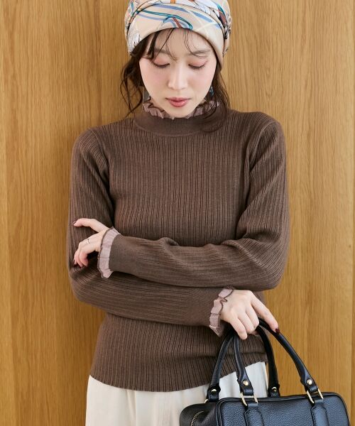 le.coeur blanc / ルクールブラン ニット・セーター | 《手洗い可能》シアーフリルリブニット | 詳細4