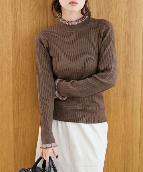 le.coeur blanc / ルクールブラン ニット・セーター | 《手洗い可能》シアーフリルリブニット | 詳細7