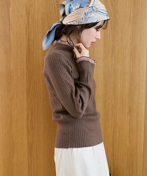 le.coeur blanc / ルクールブラン ニット・セーター | 《手洗い可能》シアーフリルリブニット | 詳細8