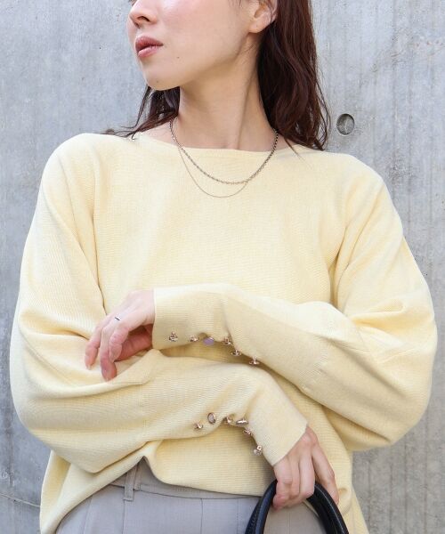 le.coeur blanc / ルクールブラン ニット・セーター | 《手洗い可能》ジュエリーボタンスリーブニット | 詳細11