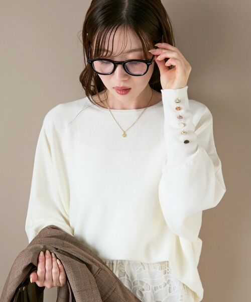 le.coeur blanc / ルクールブラン ニット・セーター | 《手洗い可能》ジュエリーボタンスリーブニット | 詳細2