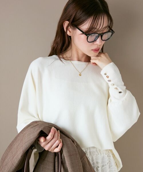 le.coeur blanc / ルクールブラン ニット・セーター | 《手洗い可能》ジュエリーボタンスリーブニット | 詳細4